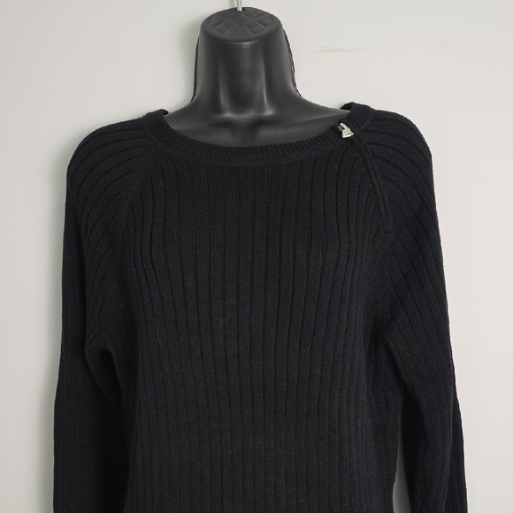 Ralph Lauren Black Ribbed Cotton Sweater - Picture 2 of 16